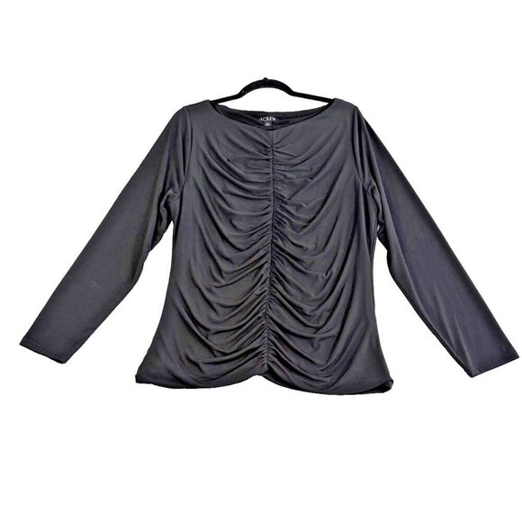 J.Crew Ruched Blouse Long Sleeve Black Career Office Siren Top Women's XXL - Picture 1 of 9
